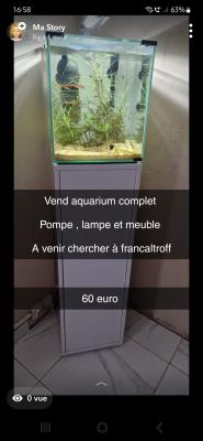 Aqaurium complet avec meuble